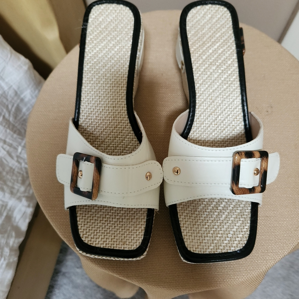 Chic White Buckle Sandals